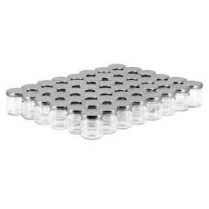 Apiculture.net - Matériel apicole français 48 pots verre 50ml avec couvercles TO43 - Argent