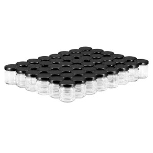Apiculture.net - Matériel apicole français 48 pots verre 50ml avec couvercles TO43 - Noir
