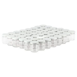 Apiculture.net - Matériel apicole français 48 pots verre 50ml avec couvercles TO43 - Blanc