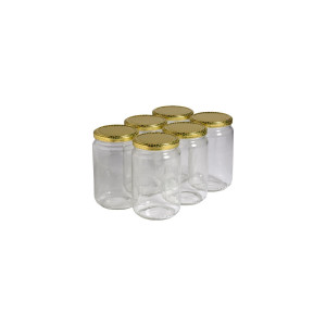 Apiculture.net - Matériel apicole français 300 pots verre 1kg (750ml) avec couvercles TO82 - 94 mmAlvéoles