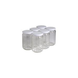 Apiculture.net - Matériel apicole français 300 pots verre 1kg (750ml) avec couvercles TO82 - 94 mmBlanc