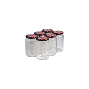 Apiculture.net - Matériel apicole français 300 pots verre 1kg (750ml) avec couvercles TO82 - 94 mmFleur Abeille