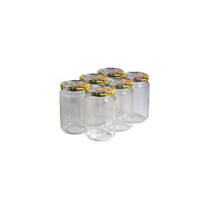 Apiculture.net - Matériel apicole français 300 pots verre 1kg (750ml) avec couvercles TO82 - 94 mmFleurs