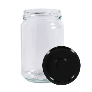 Apiculture.net - Matériel apicole français 300 pots verre 1kg (750ml) avec couvercles TO82 - 94 mmNoir