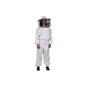 Apiculture.net - Matériel apicole français Combinaison blanche avec chapeau et voile - XL