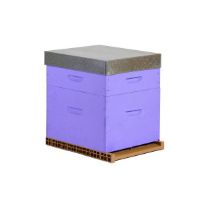 Ecoruche : Ruches Classiques en Bois Ruche colorée Dadant 10 cadres + Hausse & Fond aéré - Lavande