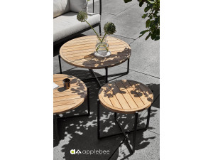 Masuta de cafea Apple Bee Condor, 74x38 cm, tec, picioare aluminiu antracit, in forma de X