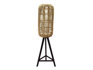 Lampa de podea din ratan si lemn de tec, natural, diametru 36 cm, inaltime 140 cm