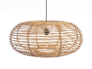 Lampa suspendata din ratan, natural, diametru 70 cm, inaltime 30 cm