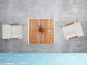 Set masa si scaune gradina Higold Nofi, 4 scaune si masa dreptunghiulara, bej