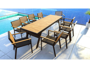 Set masa si scaune gradina Higold York, masa dreptunghiulara si 10 scaune cu cotiera, antracit