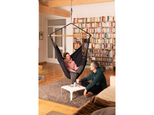 Hamac tip scaun Kingsize La Siesta Habana Onyx, bumbac organic, negru