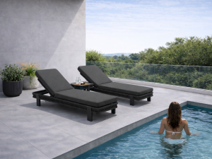 Set sezlong gradina Higold Borromeo, 2 sezlonguri si masuta, antracit, cadru antracit