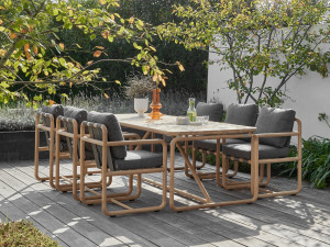 Set masa si scaune gradina Apple Bee Dolce, masa dreptunghiulara si 6 scaune