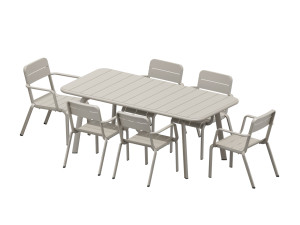 Set masa si scaune gradina Higold Joy, masa dreptunghiulara si 6 scaune, bej