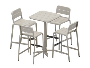 Set masa si scaune bar gradina Higold Joy, masa bar cu inaltime ajustabila si 4 scaune, bej
