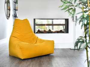 Fotoliu puf Suede Mustard pentru interior, galben