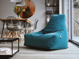 Fotoliu puf Suede Teal pentru interior, albastru