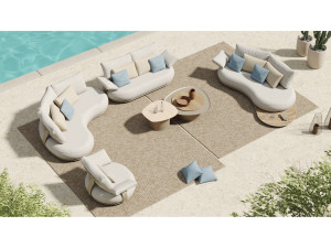 Set mobilier gradina si terasa Higold Calla pentru 7 persoane, bej, cadru bej