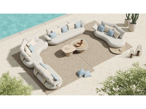 Set mobilier gradina si terasa Higold Calla pentru 9 persoane, bej, cadru bej