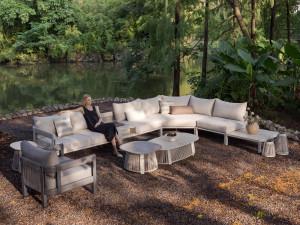 Set mobilier gradina si terasa Higold Paros, coltar 5 persoane, fotoliu si 3 masute, bej