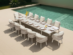 Masa extensibila pentru gradina si terasa Higold Lallo, 2400 (3600) x 1000 x 770 mm, aluminiu, bej