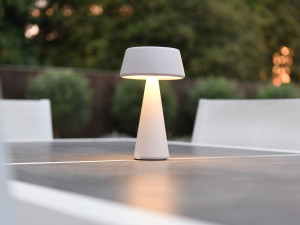 Lampa de gradina si terasa B-Lamp Silver Grey cu LED, 12x12x20 cm, alb