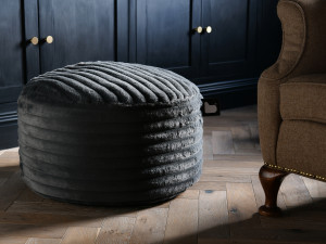 Taburet puf rotund Cord pentru interior, catifea, antracit