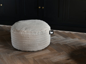 Taburet puf rotund Cord pentru interior, catifea, bej