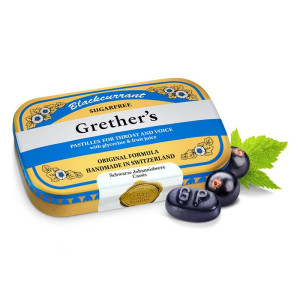 Grethers Blackcurrant Silber zuckerfrei Pastillen Dose