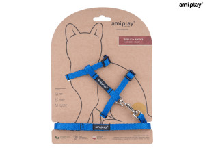 AMIPLAY SZELKI +SMYCZ DLA KOTA TWIST S NIEBIESKI
