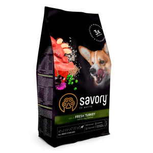 SAVORY SUCHA KARMA ŚWIEŻY INDYK DLA PSÓW STERYLIZOWANYCH WSZYSTKICH RAS 1KG