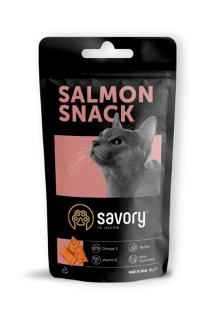 SAVORY CHRUPIĄCE PRZYSMAKI Z ŁOSOSIEM DLA WYBREDNYCH KOTÓW 60G