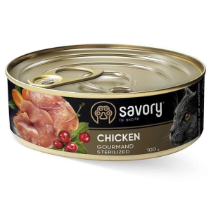 SAVORY MOKRA KARMA PASZTET Z KURCZAKIEM DLA KOTÓW STERYLIZOWANYCH 100G