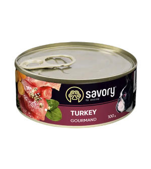 SAVORY KARMA MOKRA Z INDYKIEM DLA WYBREDNYCH PSÓW WSZYSTKICH RAS 100 G
