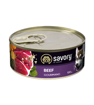 SAVORY MOKRA KARMA PASZTET DLA WYBREDNYCH DOROSŁYCH PSÓW WSZYSTKICH RAS WOŁOWINA 100G