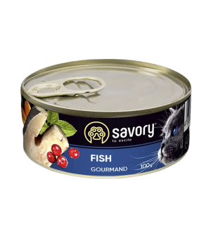 SAVORY MOKRA KARMA PASZTET Z RYBĄ DLA WYBREDNYCH KOTÓW 100G