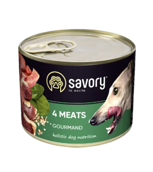 SAVORY KARMA MOKRA O SMAKU 4 MIĘS DLA WYBREDNYCH PSÓW WSZYSTKICH RAS 200 G