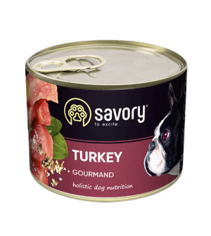 SAVORY KARMA MOKRA Z INDYKIEM DLA WYBREDNYCH PSÓW WSZYSTKICH RAS 200 G
