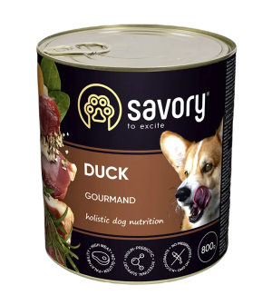 SAVORY KARMA MOKRA Z KACZKĄ DLA WYBREDNYCH PSÓW WSZYSTKICH RAS 800 G