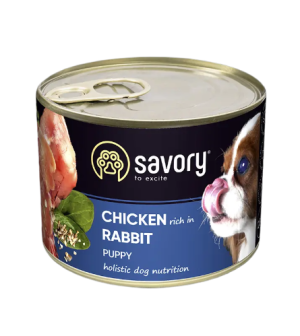 SAVORY KARMA MOKRA Z KURCZAKIEM I KRÓLIKIEM DLA SZCZENIĄT WSZYSTKICH RAS OD 3 MIESIĄCA ŻYCIA 200 G