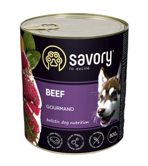 SAVORY KARMA MOKRA Z WOŁOWINĄ DLA WYBREDNYCH DOROSŁYCH PSÓW WSZYSTKICH RAS 800 G