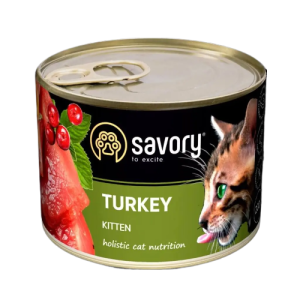 SAVORY MOKRA KARMA PASZTET Z INDYKA DLA KOCIĄT 200 G