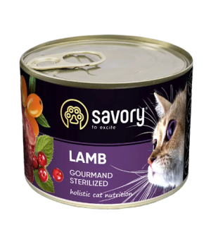 SAVORY MOKRA KARMA PASZTET Z JAGNIĘCINĄ DLA KOTÓW STERYLIZOWANYCH 200 G