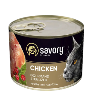 SAVORY MOKRA KARMA PASZTET Z KURCZAKIEM DLA KOTÓW STERYLIZOWANYCH 200 G