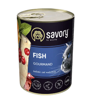 SAVORY KARMA MOKRA PASZTET Z RYBĄ DLA WYBREDNYCH KOTÓW 400 G