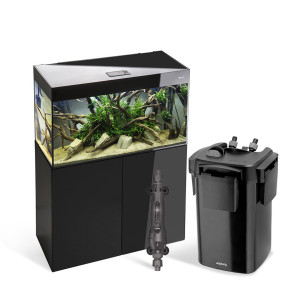 AKWARIUM AQUAEL GLOSSY 80 D&N CZARNY Z SZAFKĄ, GRZAŁKĄ I FILTREM