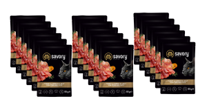 SAVORY SASZETKA DLA STERYLIZOWANEGO KOTA Z INDYKIEM I MARCHEWKĄ W GALARECIE 18x85G