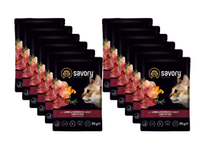 SAVORY SASZETKA DLA KOCIĄT Z JAGNIĘCINĄ I DYNIĄ W GALARECIE 12x85G