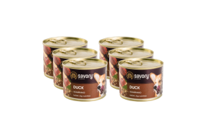 SAVORY KARMA MOKRA Z KACZKĄ DLA WYBREDNYCH PSÓW WSZYSTKICH RAS 6x200 G